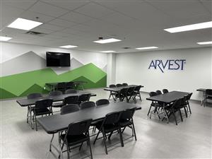 West Arvest party room- mural of mountains